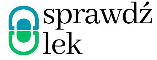Logo 'Sprawdź Lek' – stylizowana zielono-turkusowa kapsułka i czarny napis.